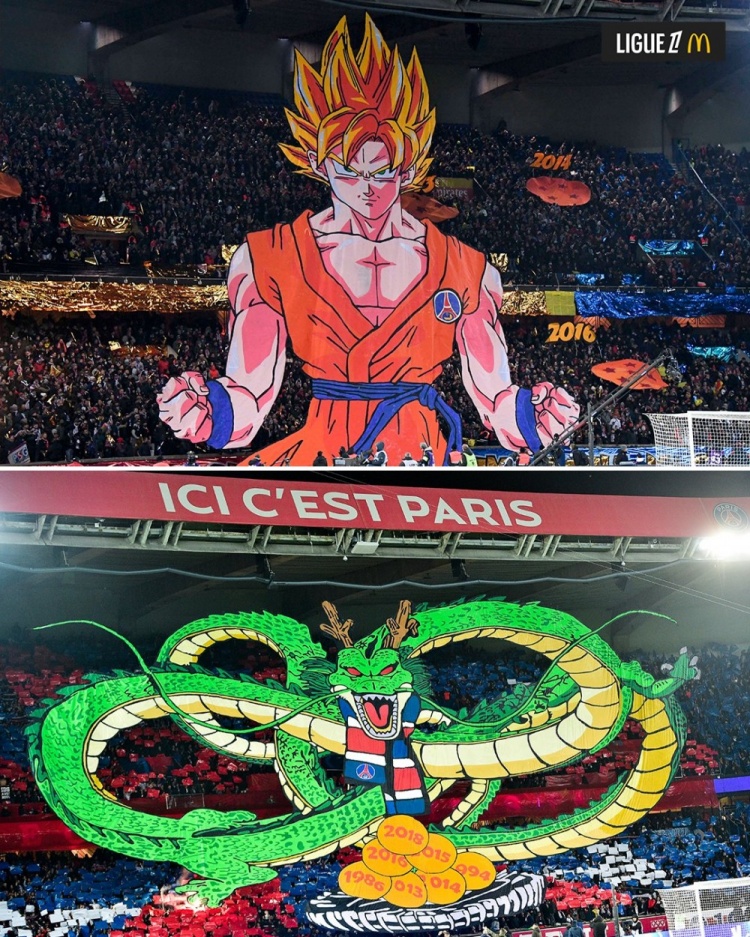  逝世一周年，法甲官推曬昔日巴黎主場龍珠TIFO：鳥山明經(jīng)典永存