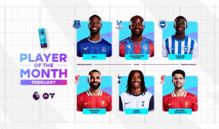  英超2月最佳候選：貝托、馬特塔、明特、薩拉赫、斯賓塞、索博